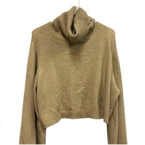 Princess Polly Zahara Cropped Turtleneck Sweater Beige Sz 12